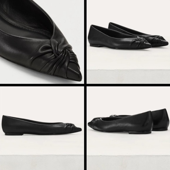 Maje Ballerina Black Leather Pointy Toe Flats Size 40 US 9.5 - Picture 7 of 9